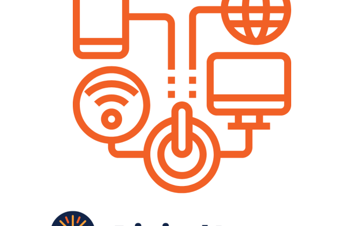 Orange technology graphic with ACL logo and heading Digital Learn